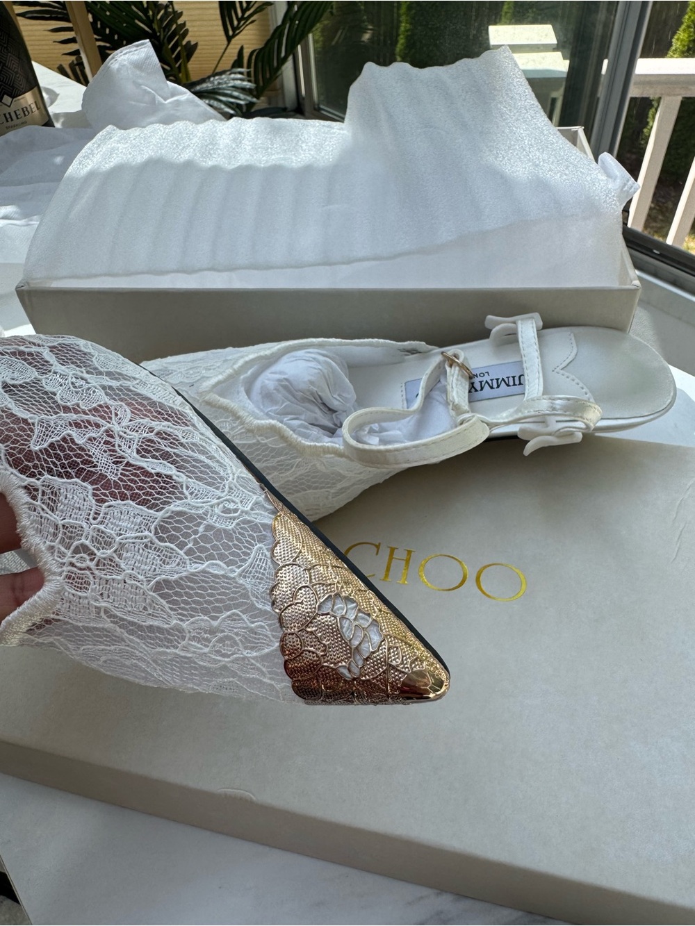 Jimmy Choo White Lace Slingback Pointed Toe Heels - Picture 6 of 9